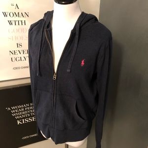 Navy blue polo sweatshirt
